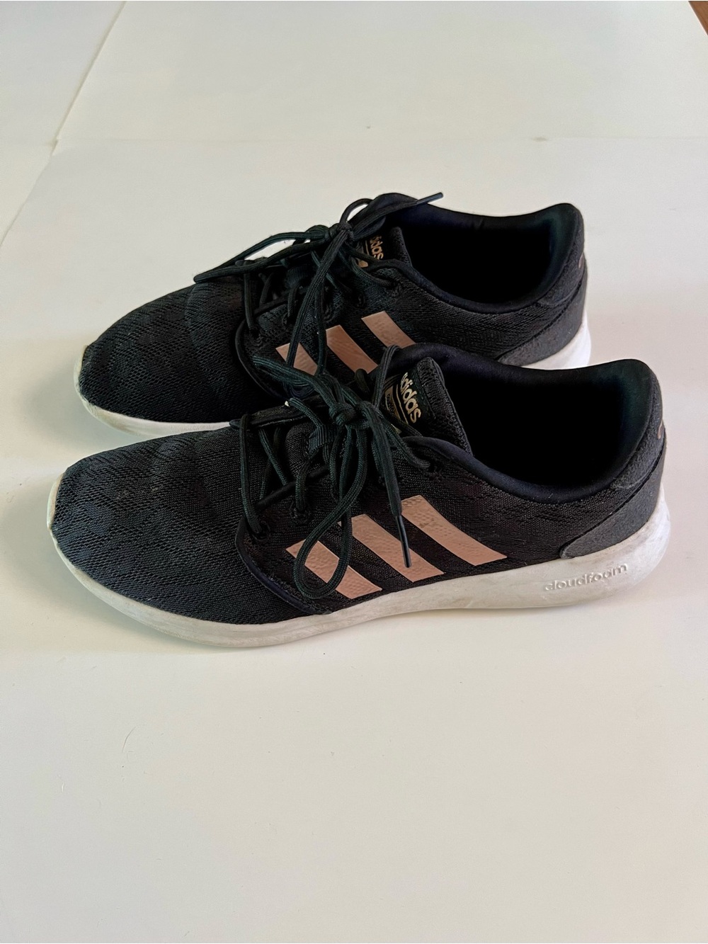 Adidas Cloudfoam QT Racer Women's Size 9 Black Athletic Running Shoes Sneakers